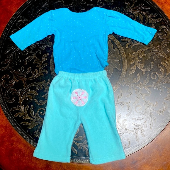 Bundles Baby Place & Bon Bebe Girls One Piece & Fleece Sweat Pants Size 6-9 Mont - Picture 2 of 11
